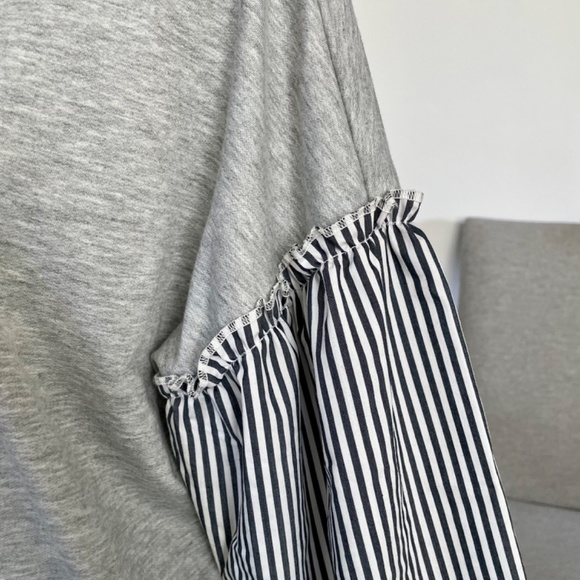 **SOLD**Como Vintage Grey Jersey Puff Sleeve Dress. Size M - Picture 5 of 10